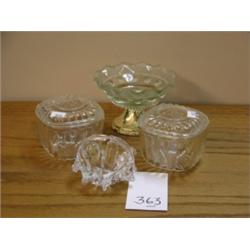 Asst Lot - 2 Food saver refrigerator boxes, Compote, Crystal basket
