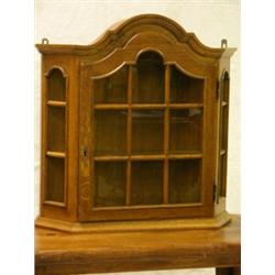 Oak Curio Cabinet, wall mount, 27"H x 25"W x 6½"D