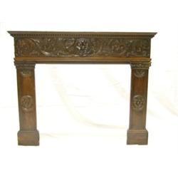 Late 18th C. French Carved Oak Mantle