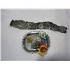 Image 1 : SILVER PALTED TRAY WITH MILITARY BUTTONS BELT BUCKLES ETC