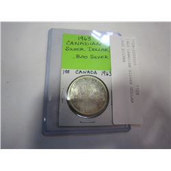 1963 CANADIAN SILVER DOLLAR .800 SILVER