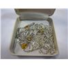 Image 2 : SMALL WHITE BOX OF SILVER PLATE JEWELRY WITH YELLOW STONES