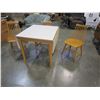 Image 1 : MAPLE AND WHITE DROPLEAF TABLE AND 3 CHAIRS