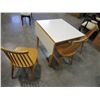 Image 2 : MAPLE AND WHITE DROPLEAF TABLE AND 3 CHAIRS