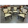 Image 2 : 5 CARVED UPHOLSTERED DINING CHAIRS, BLACK AND BEIGE