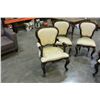 Image 3 : 5 CARVED UPHOLSTERED DINING CHAIRS, BLACK AND BEIGE