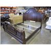 Image 4 : NEW ASHLEY KINGSIZE CARVED BURLED MAHOGANY SLEIGH BEDFRAME RETAIL $3,999 FLOOR MODEL