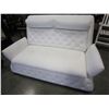 Image 2 : NEW WHITE GENUINE LEATHER TUFTED LOVESEAT WITH TALL BACK AND HEADREST, RETAIL $2899