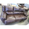Image 2 : ASHLEY BROWN STITCHED LEATHER POWER RECLINING SOFA, FLOOR MODEL RETAIL $3699