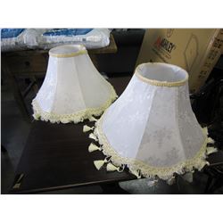 PAIR OF WHITE ROUND LAMPSHADES