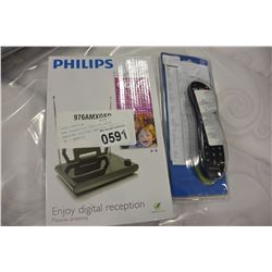 NEW OVERSTOCK PHILIPS HDTV PASSIVE DIGITAL ANTENNA AND 3 IN 1 REMOTE