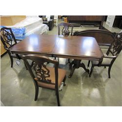 ASHLEY SIGNATURE DARK CHERRY FINISH DINING TABLE WITH 4 DINING CHAIRS, RETAIL $2699 FLOOR MODEL
