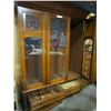 Image 2 : LATRGE ANTIQUE CARVED CABINET WITH 3 BEVELLED GLASS DOORS, AND 4 DRAWERS
