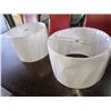 Image 2 : 2 WHITE ROUND METAL FRAMED LAMP SHADES