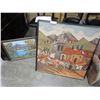 Image 1 : FRAMED WOOL TAPESTRY AND LORETTA MITCHELL OIL ON CANVAS