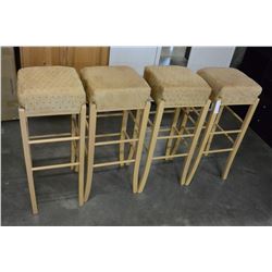 4 MAPLE UPHOLSTERED BAR STOOLS