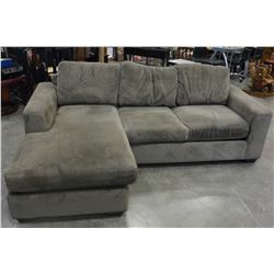 BROWN UPHOLSTRED SOFA W/ CHAISE