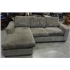 Image 1 : BROWN UPHOLSTRED SOFA W/ CHAISE