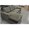 Image 2 : BROWN UPHOLSTRED SOFA W/ CHAISE