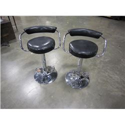 PAIR OF CHROME AND LEATHER STOOLS