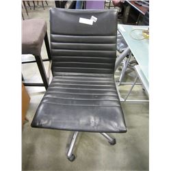 BLACK LEATHER AND CHROME MODERN GAS LIFT OFFICE CHAIR