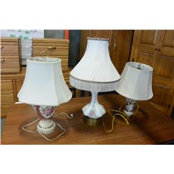 3 DECORATIVE TABLE LAMPS