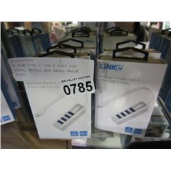 5 NEW TYPE C USB 4 PORT USB HUBS, RETAIL $30 EACH, VALUE $150