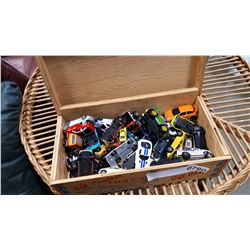 WOOD BOX OF TOY CARS