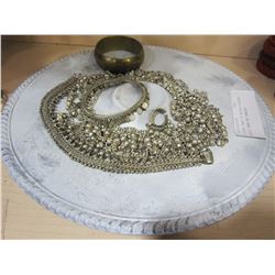 SILVER TRAY OF MIDDLE EASTERN BELLY DANCING JEWLERY