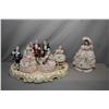 Image 1 : Two German Dresden figurines including seven figure musical scene 17" in length and a 10 1/2" lady, 