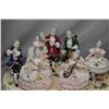 Image 2 : Two German Dresden figurines including seven figure musical scene 17" in length and a 10 1/2" lady, 