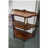 Image 1 : Victorian burl walnut three tier flat-to-the-wall ‚tagŠre with turned and reeded supports and fret w