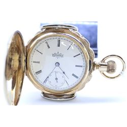 Elgin size 6, 7 jewel pocket watch, grade 117, serial #4587422, circa 1892, 3/4 gilt plate, pendant 