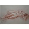 Image 1 : Original sanguine chalk drawing of a nude by French artist Yves Diey, 8" X 10 1/2"