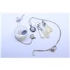 Image 1 : Selection of sterling silver jewellery and gemstone including a pair of mother-of-pearl earrings, 18