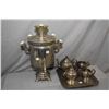 Image 1 : Vintage samovar and a five piece silver-plate tea set