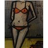 Image 1 : Framed coloured lithograph, labelled on verso "On the Beach, original lithograph" by artist Bernard 