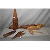 Image 1 : Six hand carved cedar planks including "Salomon, Raven" by John Joseph 25" in length, "Hummingbird" 