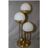 Image 1 : Mid 20th century three branch brass coloured and satin glass table lamp, 24" in height