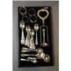 Image 1 : Selection of sterling silver including napkin rings, teaspoons, berry spoons, and large carving fork