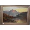 Image 1 : Framed antique Scottish highland painting titled on frame "Loch Shiel" and signed by artist F. E. Ja