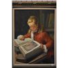 Image 1 : Framed original oil on canvas painting featuring a young lady reading a book signed by artist A. Pla