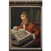 Image 1 : Framed original oil on canvas painting featuring a young lady reading a book signed by artist A. Pla