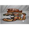 Image 1 : Three hand carved cedar planks including Indian Warrior-wolf by John Joseph, Squamish Indian Band 18