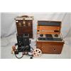 Image 1 : Vintage Kodascope Eight model 50 movie projector in shop made wooden case and a mahogany cased quack