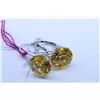 Image 1 : Pair of 14kt white gold lever back earrings set with citrine gemstones