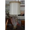 Image 1 : Large quality crystal table lamp with hanging lustres, base to top of crystal ball 25" in height