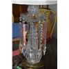 Image 2 : Large quality crystal table lamp with hanging lustres, base to top of crystal ball 25" in height