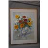 Image 1 : Framed original watercolour still-life featuring marigolds and daisies etc. signed by artist Wyn Van