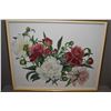 Image 1 : Framed original watercolour still-life featuring peonies, signed by artist Wyn Van Slyck, 20" X 25"